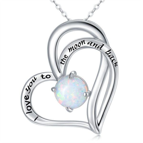 Sterling Silver I love you Engraved Pendant Necklace-0