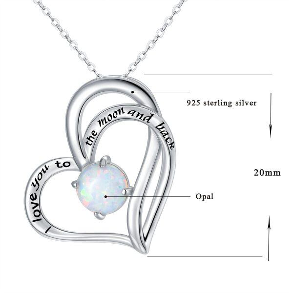 Sterling Silver I love you Engraved Pendant Necklace-4