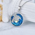 wholesale 925 Sterling Silver Blue Enamel Wave Mermaid Pearl Pendant Necklace for Women-0-1