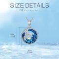 wholesale 925 Sterling Silver Blue Enamel Wave Mermaid Pearl Pendant Necklace for Women-0-4