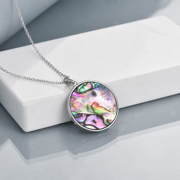 Sterling Silver Compass Abalone shell Pendant Necklace -4