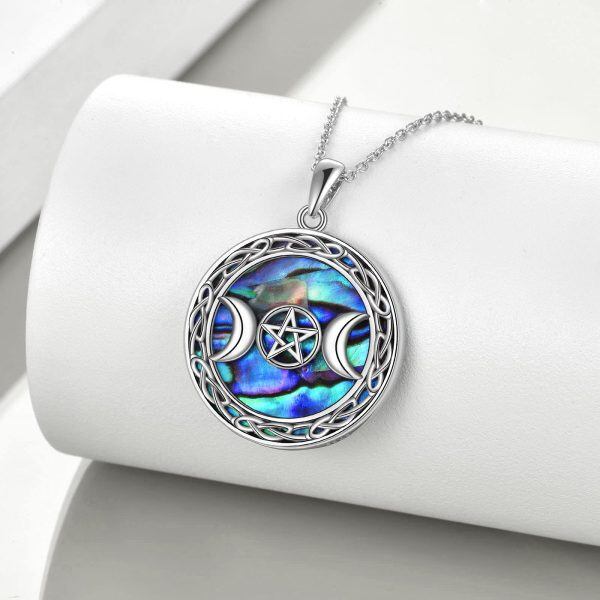 Sterling Silver Triple Moon Goddess Symbol Necklace-1