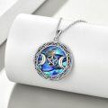 wholesale 925 Sterling Silver Abalone Shell Triple Moon Pentagram Pendant Necklace for Women-0-1