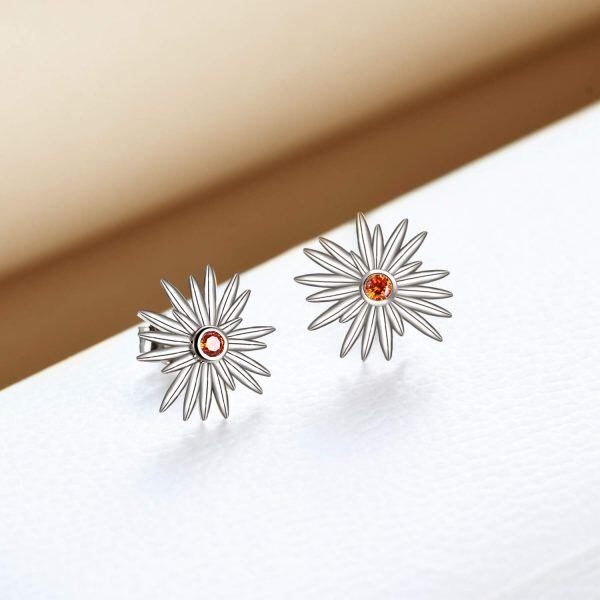 Sterling Silver Sunflower Stud Earrings -2