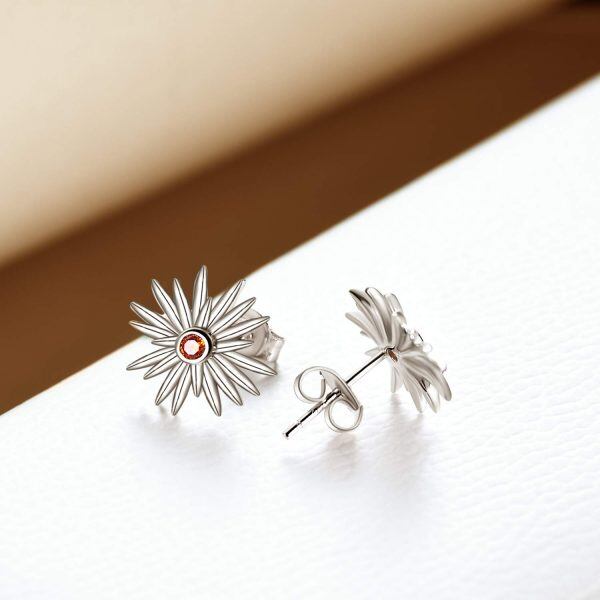 Sterling Silver Sunflower Stud Earrings -3