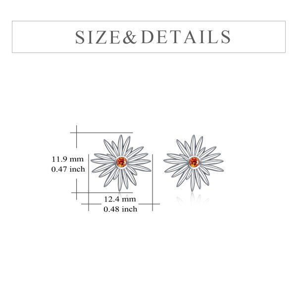 Sterling Silver Sunflower Stud Earrings -4