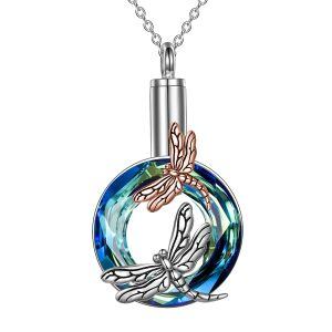 Sterling Silver Dragonfly Urn Pendant Necklsce-0