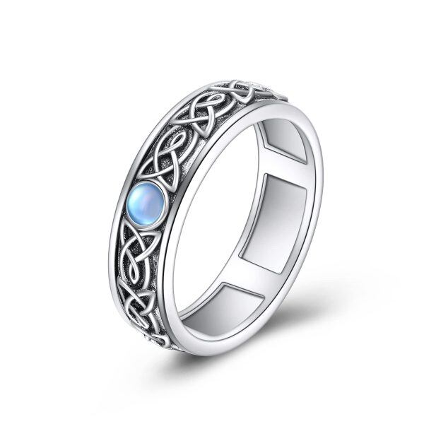 Sterling Silver Anxiety Spinner Moonstone Celtic Ring-0