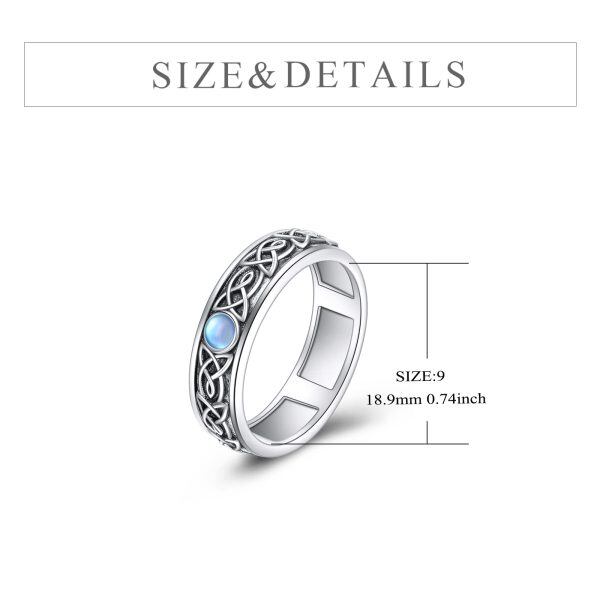 Sterling Silver Anxiety Spinner Moonstone Celtic Ring-5