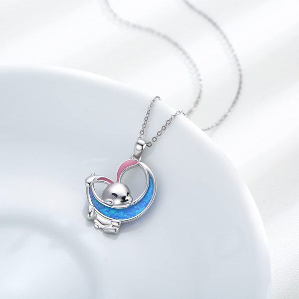 Sterling Silver Rabbit Moon Necklace-1