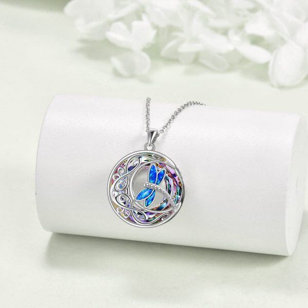 Sterling Silver Moon Dragonfly Necklace-2