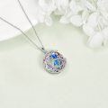 wholesale 925 Sterling Silver Blue Fire Opal Dragonfly Round Pendant Necklace for Women-0-3