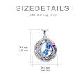 wholesale 925 Sterling Silver Blue Fire Opal Dragonfly Round Pendant Necklace for Women-0-5