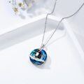 wholesale 925 Sterling Silver Penguin Crystal Pendant Necklace for Women - Blue & White Stone -0-4