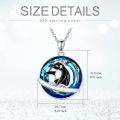 wholesale 925 Sterling Silver Penguin Crystal Pendant Necklace for Women - Blue & White Stone -0-5