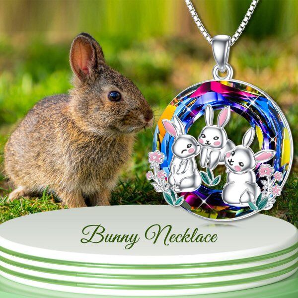 Sterling Silver Rabbit Flower Necklace-1