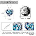 wholesale 925 Sterling Silver Dolphins in Blue Crystal Heart Pendant Necklace for Women-0-5