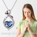 wholesale 925 Sterling Silver Ladybug Heart Shape Blue Crystal Memorial Keepsake Pendant Necklace-0-1