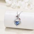 wholesale 925 Sterling Silver Ladybug Heart Shape Blue Crystal Memorial Keepsake Pendant Necklace-0-3