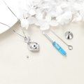 wholesale 925 Sterling Silver Ladybug Heart Shape Blue Crystal Memorial Keepsake Pendant Necklace-0-4