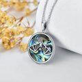 wholesale 925 Sterling Silver Round Abalone Shell Bat Skull Pendant Necklace-0-1