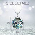wholesale 925 Sterling Silver Round Abalone Shell Bat Skull Pendant Necklace-0-3