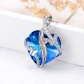 wholesale 925 Sterling Silver Blue Heart with Butterflies Pendant Necklace for Daughter-0-1