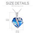 wholesale 925 Sterling Silver Blue Heart with Butterflies Pendant Necklace for Daughter-0-3
