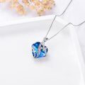 wholesale 925 Sterling Silver Blue Heart with Butterflies Pendant Necklace for Daughter-0-4
