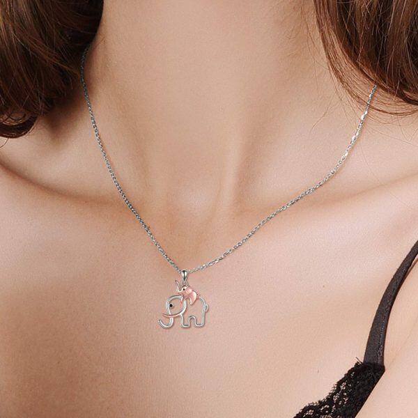 Sterling Silver Elephant Necklace-4