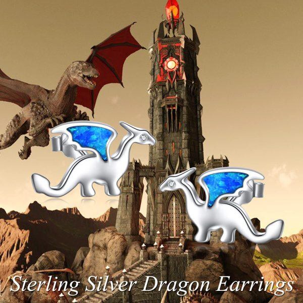 Sterling Silver Dinosaur Earrings-1