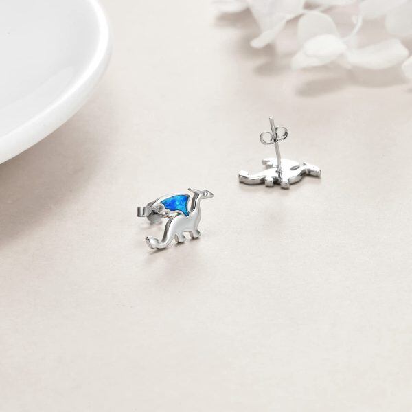 Sterling Silver Dinosaur Earrings-4