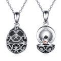 wholesale 925 Sterling Silver Black Enamel Heart Penguin Locket Pendant Necklace for Women Girls Gifts-0-0