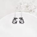 wholesale 925 Sterling Silver Killer Whale Orca Ocean Drop Earrings with Cubic Zirconia for Women-0-3