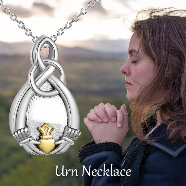 Sterling Silver Celtic Cremation Urn Pendant Necklace-5