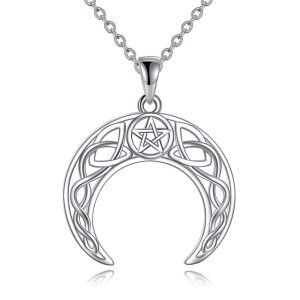 Sterling Silver Celtic Moon Necklace-0