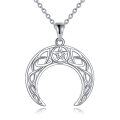 wholesale 925 Sterling Silver Crescent Moon Pentagram Pendant Necklace for Women Witchcraft Jewelry-0-0