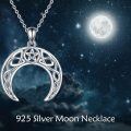 wholesale 925 Sterling Silver Crescent Moon Pentagram Pendant Necklace for Women Witchcraft Jewelry-0-1