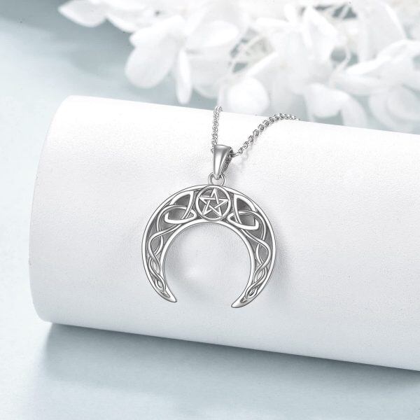 Sterling Silver Celtic Moon Necklace-4