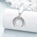 wholesale 925 Sterling Silver Crescent Moon Pentagram Pendant Necklace for Women Witchcraft Jewelry-0-4