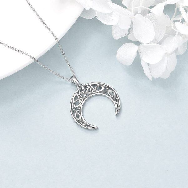 Sterling Silver Celtic Moon Necklace-5