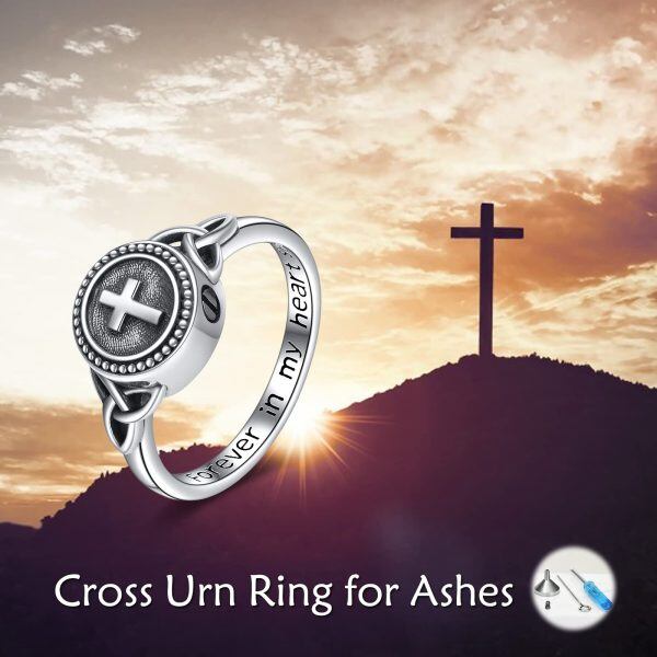 Sterling Silver Cross Urn Ring -1