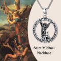 wholesale 925 Sterling Silver Saint Michael Protect Us Pendant Necklace Catholic Coin  for Men & Women-0-5