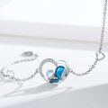 wholesale 925 Sterling Silver Blue Dolphin in Heart Charm Bracelet for Girls-0-1