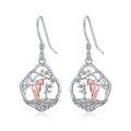 wholesale 925 Sterling Silver Rose Gold Plated Horse and Girl Dangle Earrings for Women-0-0