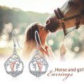wholesale 925 Sterling Silver Rose Gold Plated Horse and Girl Dangle Earrings for Women-0-2