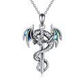 wholesale 925 Sterling Silver Abalone Shell Dragon Sword Pendant Necklace for Women and Men Norse Viking -0-0