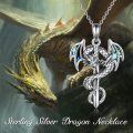 wholesale 925 Sterling Silver Abalone Shell Dragon Sword Pendant Necklace for Women and Men Norse Viking -0-1
