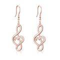wholesale Rose Gold 925 Sterling Silver Heart Treble Clef Opal Drop Earrings Gift for Teachers and Dancers-0-0
