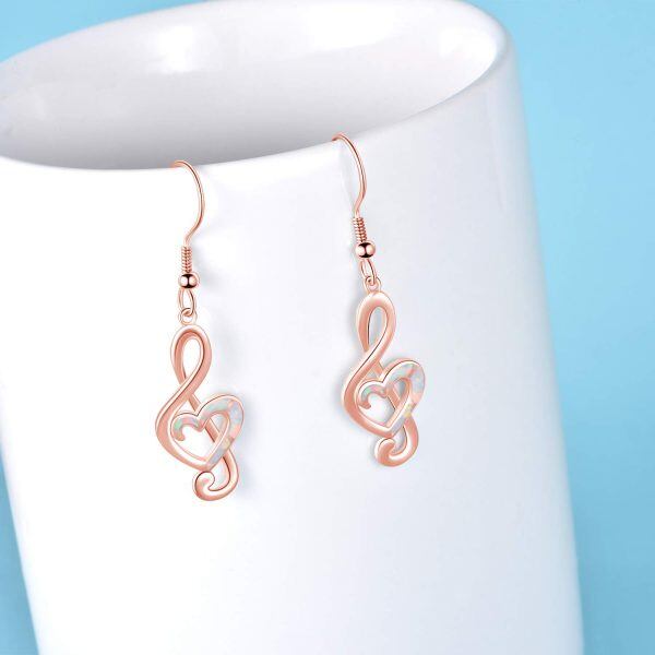 Sterling Silver Music Note Heart Earrings-2